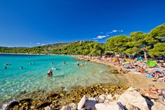 Κρύσταλλο - σαφής τυρκουάζ παραλία στην Κροατία στοκ φωτογραφίες με δικαίωμα ελεύθερης χρήσης Κρύσταλλο - σαφής τυρκουάζ παραλία στην Κροατία στοκ φωτογραφίες με δικαίωμα ελεύθερης χρήσης