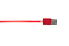 Κόκκινο καλώδιο συνδετήρων usb απομονωμένο στο λευκό υπόβαθρο Οριζόντιο πλαίσιο Στοκ Φωτογραφία Κόκκινο καλώδιο συνδετήρων usb απομονωμένο στο λευκό υπόβαθρο Οριζόντιο πλαίσιο Στοκ Φωτογραφία