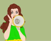 Λαϊκό κορίτσι τέχνης με megaphone Γυναίκα με το μεγάφωνο Κορίτσι που αναγγέλλει την έκπτωση ή την πώληση χρονικός καθολικός Ιστός απεικόνιση αποθεμάτων Λαϊκό κορίτσι τέχνης με megaphone Γυναίκα με το μεγάφωνο Κορίτσι που αναγγέλλει την έκπτωση ή την πώληση χρονικός καθολικός Ιστός απεικόνιση αποθεμάτων