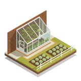 Λιτή Isometric σύνθεση θερμοκηπίων απεικόνιση αποθεμάτων Λιτή Isometric σύνθεση θερμοκηπίων απεικόνιση αποθεμάτων