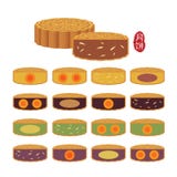 Μέσα τρόφιμα φεστιβάλ φθινοπώρου - mooncake με τη διαφορετική γεύση ελεύθερη απεικόνιση δικαιώματος Μέσα τρόφιμα φεστιβάλ φθινοπώρου - mooncake με τη διαφορετική γεύση ελεύθερη απεικόνιση δικαιώματος