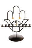 Μέταλλο Hanukkah Menorah με Hamsa που απομονώνεται στο άσπρο υπόβαθρο στοκ εικόνες με δικαίωμα ελεύθερης χρήσης Μέταλλο Hanukkah Menorah με Hamsa που απομονώνεται στο άσπρο υπόβαθρο στοκ εικόνες με δικαίωμα ελεύθερης χρήσης