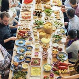 Μαγειρική γαστρονομική έννοια κόμματος μπουφέδων κουζίνας τομέα εστιάσεως τροφίμων στοκ εικόνες Μαγειρική γαστρονομική έννοια κόμματος μπουφέδων κουζίνας τομέα εστιάσεως τροφίμων στοκ εικόνες