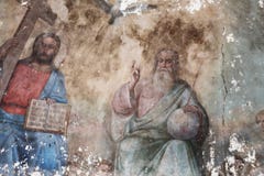 Μοναδική ιερή τριάδα νωπογραφίας: Πατέρας, γιος, ιερό περιστέρι πνευμάτων, ναός του αρχαγγέλου Michael, 19ος αιώνας Έννοια — πολι στοκ φωτογραφία Μοναδική ιερή τριάδα νωπογραφίας: Πατέρας, γιος, ιερό περιστέρι πνευμάτων, ναός του αρχαγγέλου Michael, 19ος αιώνας Έννοια — πολι στοκ φωτογραφία