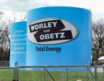 Μπλε δεξαμενές αποθήκευσης Worley και Obetz στοκ εικόνες με δικαίωμα ελεύθερης χρήσης Μπλε δεξαμενές αποθήκευσης Worley και Obetz στοκ εικόνες με δικαίωμα ελεύθερης χρήσης