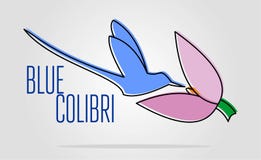 Μπλε λογότυπο colibri απλή επίπεδη έγχρωμη εικονογράφηση του πουλιού προσγείωσης διανυσματική απεικόνιση Μπλε λογότυπο colibri απλή επίπεδη έγχρωμη εικονογράφηση του πουλιού προσγείωσης διανυσματική απεικόνιση