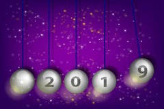 Νέα παραμονή 2019 έτους ` s Σφαίρες εκκρεμών Ρεαλιστική διανυσματική απεικόνιση διανυσματική απεικόνιση Νέα παραμονή 2019 έτους ` s Σφαίρες εκκρεμών Ρεαλιστική διανυσματική απεικόνιση διανυσματική απεικόνιση