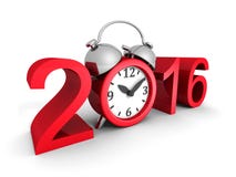 Νέο σημάδι έτους 2016 με το κόκκινο ξυπνητήρι Στοκ Εικόνες Νέο σημάδι έτους 2016 με το κόκκινο ξυπνητήρι Στοκ Εικόνες