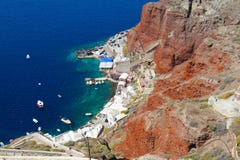 Νησί Santorini στο ηλιοβασίλεμα, άποψη από Oia το χωριό, Santorini, Ελλάδα στοκ εικόνες Νησί Santorini στο ηλιοβασίλεμα, άποψη από Oia το χωριό, Santorini, Ελλάδα στοκ εικόνες