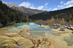 Ο κίτρινος δράκος Huanglong είναι μια φυσική και ιστορική περιοχή ενδιαφέροντος στο βορειοδυτικό μέρος Sichuan, Κίνα στοκ εικόνες με δικαίωμα ελεύθερης χρήσης Ο κίτρινος δράκος Huanglong είναι μια φυσική και ιστορική περιοχή ενδιαφέροντος στο βορειοδυτικό μέρος Sichuan, Κίνα στοκ εικόνες με δικαίωμα ελεύθερης χρήσης