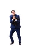 Ο νέος επιχειρηματίας που απομονώνεται στο άσπρο υπόβαθρο στοκ εικόνες με δικαίωμα ελεύθερης χρήσης Ο νέος επιχειρηματίας που απομονώνεται στο άσπρο υπόβαθρο στοκ εικόνες με δικαίωμα ελεύθερης χρήσης