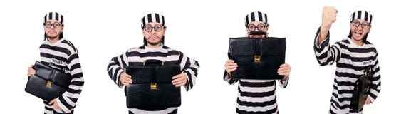 Ο τρόφιμος φυλακών που απομονώνεται στο άσπρο υπόβαθρο Στοκ Εικόνα Ο τρόφιμος φυλακών που απομονώνεται στο άσπρο υπόβαθρο Στοκ Εικόνα