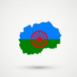 Ο χάρτης της Μακεδονίας στους ανθρώπους Romani σημαιοστολίζει τα χρώματα, editable διάνυσμα ελεύθερη απεικόνιση δικαιώματος Ο χάρτης της Μακεδονίας στους ανθρώπους Romani σημαιοστολίζει τα χρώματα, editable διάνυσμα ελεύθερη απεικόνιση δικαιώματος