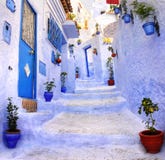 Οδός στην μπλε πόλη Chefchaouen, Μαρόκο Στοκ Εικόνες Οδός στην μπλε πόλη Chefchaouen, Μαρόκο Στοκ Εικόνες