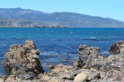 Οδοντωτοί βράχοι στην άκρη του κόλπου Lyall στον Ουέλλινγκτον, Νέα Ζηλανδία στοκ εικόνες Οδοντωτοί βράχοι στην άκρη του κόλπου Lyall στον Ουέλλινγκτον, Νέα Ζηλανδία στοκ εικόνες