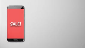 Οθόνη πώλησης στο κόκκινο υπόβαθρο στο smartphone στο γκρι που απομονώνεται στοκ φωτογραφίες Οθόνη πώλησης στο κόκκινο υπόβαθρο στο smartphone στο γκρι που απομονώνεται στοκ φωτογραφίες