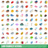 100 οικογενειακά εικονίδια καθορισμένα, isometric τρισδιάστατο ύφος απεικόνιση αποθεμάτων 100 οικογενειακά εικονίδια καθορισμένα, isometric τρισδιάστατο ύφος απεικόνιση αποθεμάτων