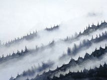 Ομίχλη βουνών τοπίων μελανιού Watercolor παραδοσιακό ασιατικό ύφος τέχνης της Ασίας μελανιού χέρι που επισύρεται την προσοχή σε χ διανυσματική απεικόνιση Ομίχλη βουνών τοπίων μελανιού Watercolor παραδοσιακό ασιατικό ύφος τέχνης της Ασίας μελανιού χέρι που επισύρεται την προσοχή σε χ διανυσματική απεικόνιση