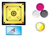 Πίνακας Carrom επίπεδος με τα νομίσματα ελεύθερη απεικόνιση δικαιώματος Πίνακας Carrom επίπεδος με τα νομίσματα ελεύθερη απεικόνιση δικαιώματος