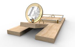 Παγίδα ποντικιών με το ευρο- νόμισμα ως δόλωμα που απομονώνεται στοκ φωτογραφία με δικαίωμα ελεύθερης χρήσης Παγίδα ποντικιών με το ευρο- νόμισμα ως δόλωμα που απομονώνεται στοκ φωτογραφία με δικαίωμα ελεύθερης χρήσης