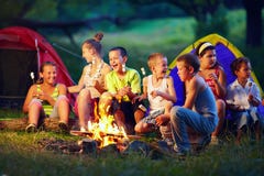 Παιδιά που ψήνουν marshmallows στην πυρά προσκόπων στοκ εικόνες Παιδιά που ψήνουν marshmallows στην πυρά προσκόπων στοκ εικόνες