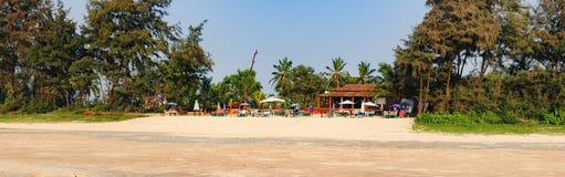 Πανόραμα της παραλίας, νότος Goa, Ινδία στοκ εικόνα Πανόραμα της παραλίας, νότος Goa, Ινδία στοκ εικόνα