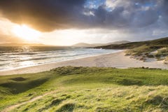  Παραλία εφέστιων θεών Traigh από Horgabost σε Harris, εξωτερικό Hebrides στον ήλιο Στοκ εικόνες με δικαίωμα ελεύθερης χρήσης