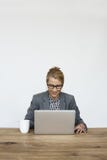 Πορτρέτο στούντιο lap-top εργασίας ευτυχίας χαμόγελου επιχειρηματιών Στοκ φωτογραφία με δικαίωμα ελεύθερης χρήσης Πορτρέτο στούντιο lap-top εργασίας ευτυχίας χαμόγελου επιχειρηματιών Στοκ φωτογραφία με δικαίωμα ελεύθερης χρήσης
