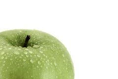 Πράσινο μήλο με την κινηματογράφηση σε πρώτο πλάνο σταγονίδιων νερού που βλασταίνεται στο λευκό με το διάστημα αντιγράφων για το στοκ εικόνες με δικαίωμα ελεύθερης χρήσης Πράσινο μήλο με την κινηματογράφηση σε πρώτο πλάνο σταγονίδιων νερού που βλασταίνεται στο λευκό με το διάστημα αντιγράφων για το στοκ εικόνες με δικαίωμα ελεύθερης χρήσης