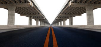 Προοπτική στην κατασκευή και την άσφαλτο κριού γεφυρών raod που απομονώνονται Στοκ φωτογραφία με δικαίωμα ελεύθερης χρήσης Προοπτική στην κατασκευή και την άσφαλτο κριού γεφυρών raod που απομονώνονται Στοκ φωτογραφία με δικαίωμα ελεύθερης χρήσης