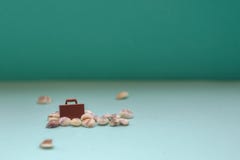 Πρότυπο βαλιτσών παιχνιδιών σε ένα μπλε υπόβαθρο Ένα ταξίδι στη θάλασσα με το αεροπλάνο στις διακοπές Σαββατοκύριακο με το αυτοκί στοκ φωτογραφίες Πρότυπο βαλιτσών παιχνιδιών σε ένα μπλε υπόβαθρο Ένα ταξίδι στη θάλασσα με το αεροπλάνο στις διακοπές Σαββατοκύριακο με το αυτοκί στοκ φωτογραφίες