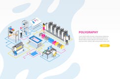 Πρότυπο εμβλημάτων Ιστού με printshop ή κέντρο υπηρεσιών εκτύπωσης με τους ανθρώπους που εργάζονται με τους σχεδιαστές, αντισταθμ απεικόνιση αποθεμάτων Πρότυπο εμβλημάτων Ιστού με printshop ή κέντρο υπηρεσιών εκτύπωσης με τους ανθρώπους που εργάζονται με τους σχεδιαστές, αντισταθμ απεικόνιση αποθεμάτων