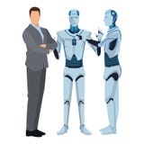 Ρομπότ και επιχειρηματίας Humanoid ελεύθερη απεικόνιση δικαιώματος Ρομπότ και επιχειρηματίας Humanoid ελεύθερη απεικόνιση δικαιώματος