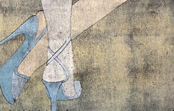 σανδάλια ποδιών s που φορούν τη γυναίκα woodprint απεικόνιση αποθεμάτων σανδάλια ποδιών s που φορούν τη γυναίκα woodprint απεικόνιση αποθεμάτων