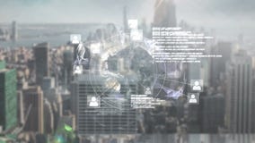 Σε απευθείας σύνδεση σφαιρική κοινοτική οθόνη ενάντια στη εικονική παράσταση πόλης Σε απευθείας σύνδεση σφαιρική κοινοτική οθόνη ενάντια στη εικονική παράσταση πόλης