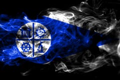 Σημαία καπνού πόλεων της Μινεάπολη, κράτος Μινεσότας, Πολιτεία του Α απεικόνιση αποθεμάτων Σημαία καπνού πόλεων της Μινεάπολη, κράτος Μινεσότας, Πολιτεία του Α απεικόνιση αποθεμάτων