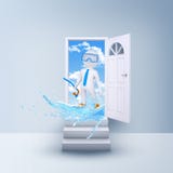 Σκαλοπάτια και μαγικές πόρτες διανυσματική απεικόνιση Σκαλοπάτια και μαγικές πόρτες διανυσματική απεικόνιση
