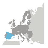 Σκιαγραφία Grayscale με το χάρτη της Ευρώπης και Ισπανία στο μπλε χρώμα απεικόνιση αποθεμάτων Σκιαγραφία Grayscale με το χάρτη της Ευρώπης και Ισπανία στο μπλε χρώμα απεικόνιση αποθεμάτων