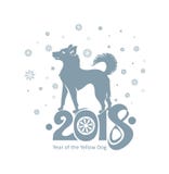 Σκυλί και snowflakes 2018 έτος απεικόνιση αποθεμάτων Σκυλί και snowflakes 2018 έτος απεικόνιση αποθεμάτων