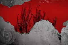 Σπασμένοι τοίχοι, κόκκινες φωτογραφία ουρανού και τέχνη στοκ εικόνα Σπασμένοι τοίχοι, κόκκινες φωτογραφία ουρανού και τέχνη στοκ εικόνα