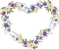 Στεφάνι των λουλουδιών στο ύφος Doodle υπό μορφή καρδιάς ελεύθερη απεικόνιση δικαιώματος Στεφάνι των λουλουδιών στο ύφος Doodle υπό μορφή καρδιάς ελεύθερη απεικόνιση δικαιώματος