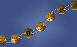Συνδεμένος bitcoins με το μπλε υπόβαθρο για το blockchain στοκ εικόνες με δικαίωμα ελεύθερης χρήσης Συνδεμένος bitcoins με το μπλε υπόβαθρο για το blockchain στοκ εικόνες με δικαίωμα ελεύθερης χρήσης