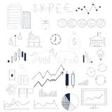 Συρμένο doodle χέρι σκίτσο συλλογής Infographics Στοιχεία επιχειρήσεων και χρηματιστηρίου ελεύθερη απεικόνιση δικαιώματος Συρμένο doodle χέρι σκίτσο συλλογής Infographics Στοιχεία επιχειρήσεων και χρηματιστηρίου ελεύθερη απεικόνιση δικαιώματος