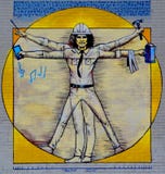 Σύγχρονο Vitruvian τέχνης οδών άτομο του Μόντρεαλ στοκ εικόνα Σύγχρονο Vitruvian τέχνης οδών άτομο του Μόντρεαλ στοκ εικόνα