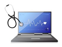 Σύγχρονο ιατρικό app lap-top με ένα στηθοσκόπιο διανυσματική απεικόνιση Σύγχρονο ιατρικό app lap-top με ένα στηθοσκόπιο διανυσματική απεικόνιση