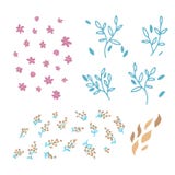 Σύνολο διανυσματικών συρμένων χέρι doodle floral στοιχείων Στοιχεία διακοσμήσεων για την απλή πρόσκληση σχεδίου, γαμήλιες κάρτες, διανυσματική απεικόνιση Σύνολο διανυσματικών συρμένων χέρι doodle floral στοιχείων Στοιχεία διακοσμήσεων για την απλή πρόσκληση σχεδίου, γαμήλιες κάρτες, διανυσματική απεικόνιση