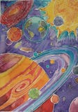 Τελειωμένη ζωγραφική Aquarellum, που χρωματίζεται από ένα παιδί ελεύθερη απεικόνιση δικαιώματος Τελειωμένη ζωγραφική Aquarellum, που χρωματίζεται από ένα παιδί ελεύθερη απεικόνιση δικαιώματος