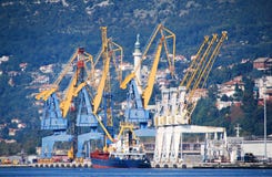 Τερματικό της Τεργέστης και των γερανών στο λιμένα, Ιταλία στοκ φωτογραφία με δικαίωμα ελεύθερης χρήσης Τερματικό της Τεργέστης και των γερανών στο λιμένα, Ιταλία στοκ φωτογραφία με δικαίωμα ελεύθερης χρήσης