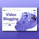 Τηλεοπτική Blogging- επίπεδη προσγειωμένος σελίδα απεικόνισης ύφους σύγχρονη διανυσματική διανυσματική απεικόνιση Τηλεοπτική Blogging- επίπεδη προσγειωμένος σελίδα απεικόνισης ύφους σύγχρονη διανυσματική διανυσματική απεικόνιση