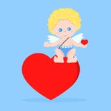 Το Cupid στη συνεδρίαση θέτει στην καρδιά με την καρδιά σε διαθεσιμότητα διανυσματική απεικόνιση Το Cupid στη συνεδρίαση θέτει στην καρδιά με την καρδιά σε διαθεσιμότητα διανυσματική απεικόνιση